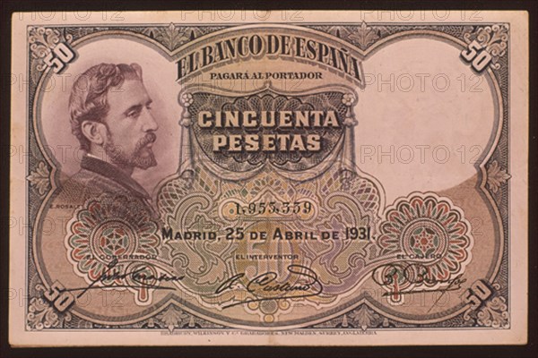 BILLETE DE 50 PESETAS 1931-ANVERSO
MADRID, BANCO DE ESPAÑA-DOCUMENTOS
MADRID

This image is not