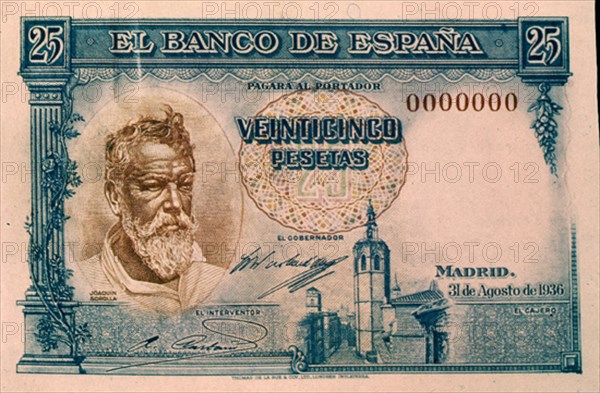 BILLETE DE 25 PESETAS 1936
MADRID, BANCO DE ESPAÑA-DOCUMENTOS
MADRID

This image is not