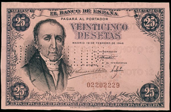 BILLETE DE 25 PESETAS 1946
MADRID, BANCO DE ESPAÑA-DOCUMENTOS
MADRID

This image is not