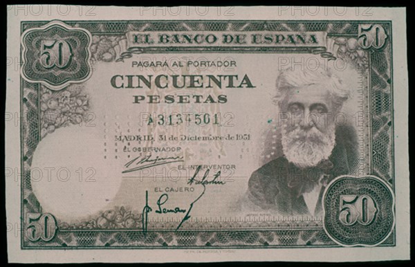 BILLETE DE 50 PESETAS 1951
MADRID, BANCO DE ESPAÑA-DOCUMENTOS
MADRID

This image is not