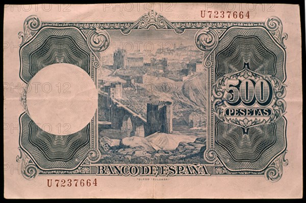 BILLETE DE 500 PESETAS 1954-REVERSO
MADRID, BANCO DE ESPAÑA-DOCUMENTOS
MADRID

This image is