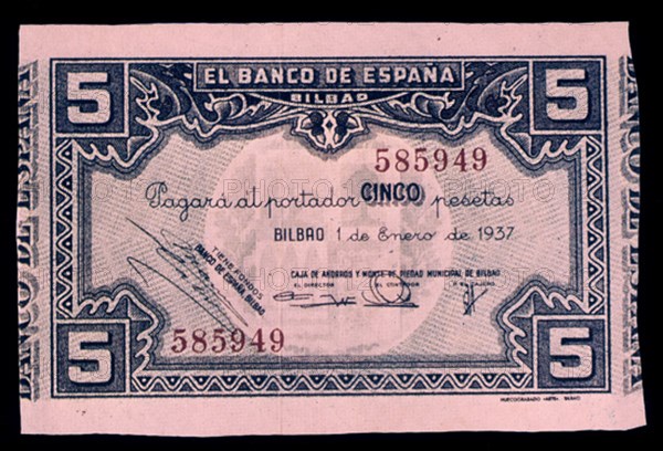 BILLETE DE 5 PESETAS 1937
MADRID, BANCO DE ESPAÑA-DOCUMENTOS
MADRID

This image is not