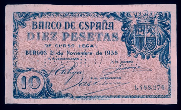 BILLETE DE 10 PESETAS 1936
MADRID, BANCO DE ESPAÑA-DOCUMENTOS
MADRID

This image is not