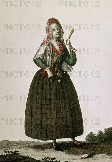 CRUZ CANO Y OLMEDILLA JUAN DE LA 1734/90
COLECCION DE TRAJES DE ESPAÑA-1777-MAJA-GRABADO S