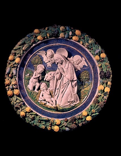 ROBBIA LUCA DE 1400/82
LA VIRGEN Y EL NIÑO JESUS-RELIEVE CIRCULAR DE TERRACOTA S XV
FLORENCIA,