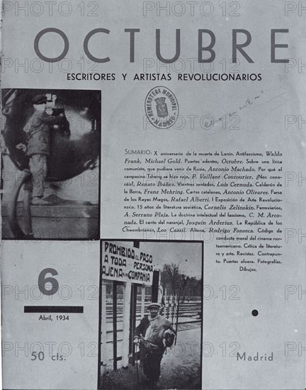 PORTADA DE LA REVISTA OCTUBRE ABRIL 1934
MADRID, HEMEROTECA MUNICIPAL
MADRID

This image is not