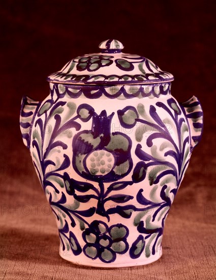 ORZA VIDRIADA Y DECORADA CON GRANADA EN VERDE Y AZUL-S XX ARTE POPULAR
FAJALAUZA, COLECCION