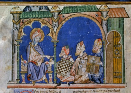 Alphonse X of Castile, Arabs with chess and dice boards before the King of India (detail)