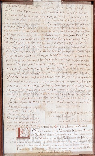 SANTA TERESA 1515/1582
CARTA A UNA ASPIRANTE AL CARMELO 1574
TOLEDO, CONVENTO DE SAN