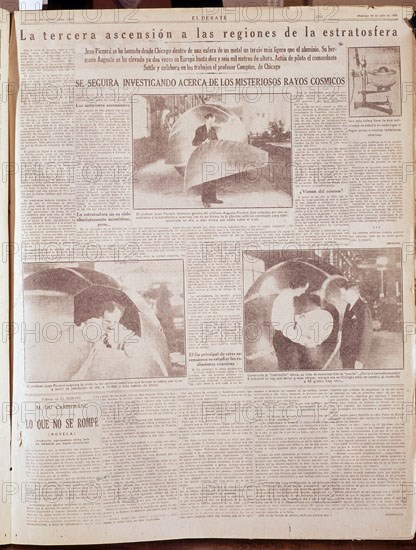 PERIODICO EL DEBATE 30 DE JULIO DE 1933 - ASCENSION A LA ESTRATOSFERA DEL PROFESOR PICCARD
MADRID,