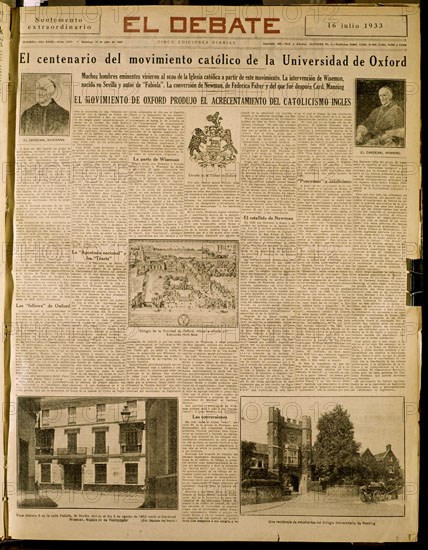 PERIODICO EL DEBATE 16 DE JULIO DE 1933 - LA IGLESIA CATOLICA EN INGLATERRA
MADRID, HEMEROTECA