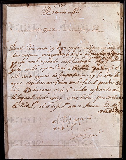 CARTA DE S FRANCISCO DE BORJA A SU HIJO
MONFORTE DE LEMOS, CONVENTO DE LAS  CLARISAS/MUSEO ARTE