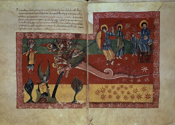 BEATO DE LIEBANA
COMT APOCALIP-LETRA MOZARABE S X-PRC S MILLAN-DRAGON 7 CABEZA-S XI HECHO
MADRID,