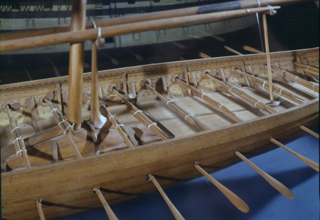 Model of drakkar with paddles