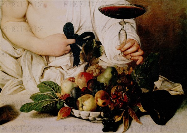CARAVAGIO MERISI 1573/1610
*BACO ADOLESCENTE   DET DEL CESTO DE FRUTAS
FLORENCIA, GALERIA DE LOS