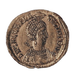 Pièce de monnaie à l'effigie de Galla Placidia