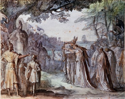 Quaglio, Scène de l'opéra "Lohengrin" de Richard Wagner