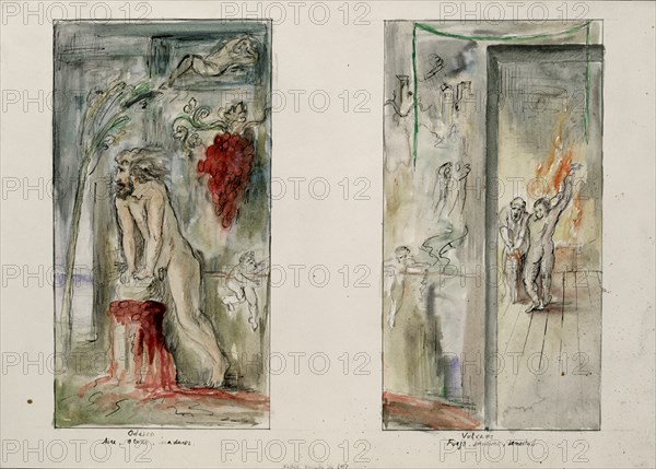PEREZ VILLALTA GUILLERMO 1948-
ODISEO Y VULCANO-1987-45,5X64-ACUARELA/PAPEL
MADRID, GALERIA