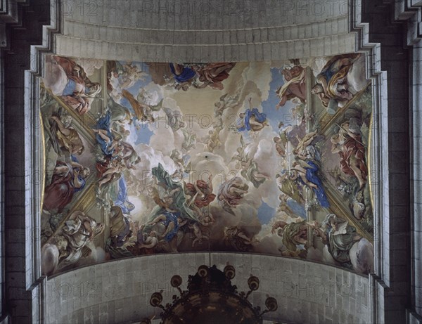 GIORDANO LUCA 1632/1705
FRESCOS-BOVEDA DEL RETABLO MAYOR-FINAL DE LA VIDA DE LA VIRGEN
SAN
