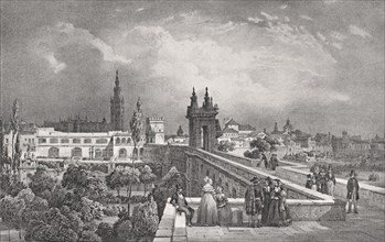 BENOIST
LITOGRAFIA-TERRAZA EN LOS JARDINES(DEL ALCAZAR)-S XIX
MADRID, PALACIO