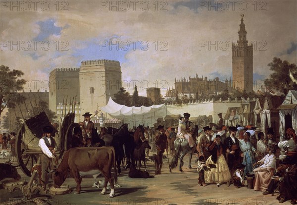 DOMINGUEZ BECQUER JOAQUIN 1819/79
LA FERIA(SEVILLA)-1855-O/L 56X81 CM
SEVILLA, COLECCION