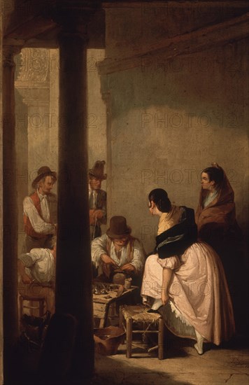 DOMINGUEZ BECQUER JOAQUIN 1819/79
ZAPATERO DE PORTAL-1839-O/L-70X46CM
MADRID, COLECCION