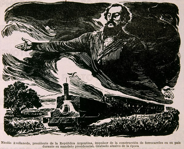 NICOLAS AVELLANEDA(1836/85)-PRESID.REPUB ARGENTINA-IMPULSOR DE FERROCARRILES-GRABADO

This image
