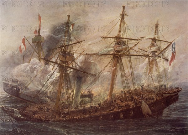 SOMERSCALES TH.
BATALLA IQUIQUE-1879-ESMERALDA HUNDIDO,EMBESTIDO POR EL HUESCAR

This image is