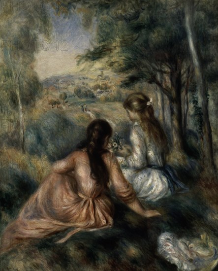 RENOIR AUGUSTE 1841/1919
(DOS MUCHACHAS SENTADAS EN LA HIERBA DE ESPALDA)
NUEVA YORK, MUSEO