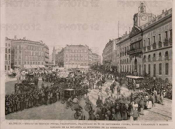 ILUST ESP/AMER-1896-ENSAYO DE SERVICIO POSTAL VELOCIPEDICO-GRABADO-PUERTA DEL SOL

This image is