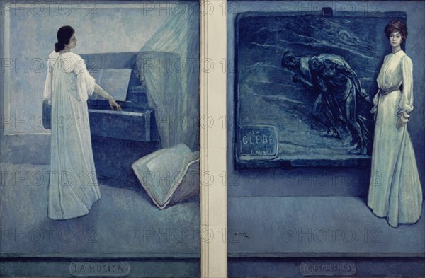ROMERO DE TORRES JULIO 1874/1930
PINTURAS MURALES SOBRE LAS ARTES-1905-LA MUSICA Y LA