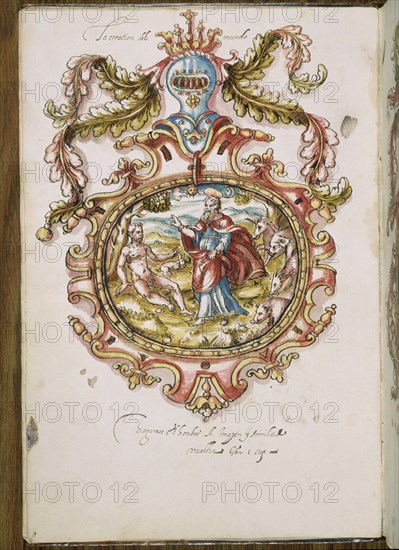 BLASONES DE ESPAÑA-MS1196 F1V-MEDALLON CON CREACION DEL MUNDO-S XVI
MADRID, BIBLIOTECA