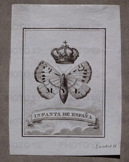 EXLIBRIS ISABEL II(APENAS TENIA 3 AÑOS)-COL CORONA ESPAÑOLA-
MADRID, PALACIO