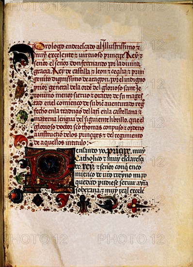 AQUINO SANTO TOMAS
INSTUCCION DE PRINCIPES-SIG II 3569 - FOLIO 1
MADRID, PALACIO