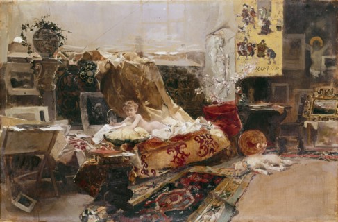 Sorolla, Le fils de Fortuny dans l'atelier du peintre