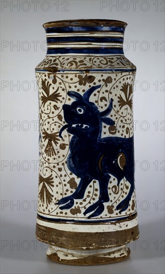 "POT" O BOTE DECORADO CON TORO-MANISES S XV-DE LA SERIE DEL PEREJIL
MADRID, INSTITUTO VALENCIA DE