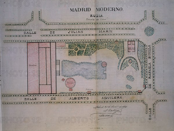 PLANO DE UBICACION DEL TEATRO RUSIA EN MADRID
MADRID, ARCHIVO HISTORICO VILLA
MADRID