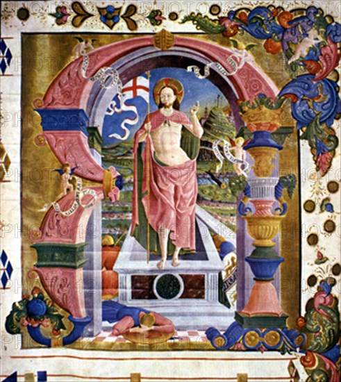 GIRALDI G
INICIAL CON RESURRECCION DE CRISTO
FERRARA, MUSEO SCHIFANOIA
ITALIA

This image is
