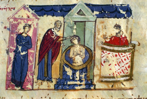 SKYLLITZES
HªMATRITENSIS-CRONICA BIZANTINA F 68 V-BAUSTISMO DEL REY BORIS
MADRID, BIBLIOTECA
