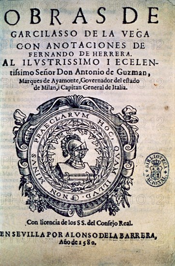 VEGA GARCILASO DE LA 1503/36
OBRAS CON ANOTACIONES DE FERNANDO DE HERRERA-EDICION DE ALONSO DE LA
