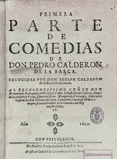 CALDERON DE LA BARCA P 1600-81
PRIMERA PARTE DE LAS COMEDIAS

This image is not downloadable.