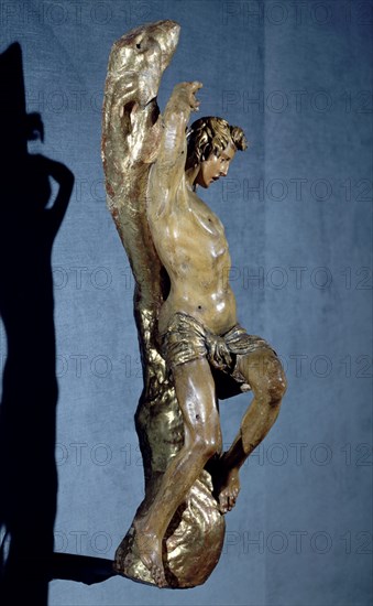 BERRUGUETE ALONSO 1488/1561
SAN SEBASTIAN- ESCULTURA DEL RETABLO DE SAN BENITO-1526-MANIERISMO