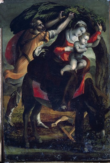 BERRUGUETE ALONSO 1488/1561
HUIDA A EGIPTO- PINTURA DEL RETABLO DE SAN BENITO-1526-MANIERISMO