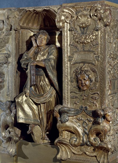 BERRUGUETE ALONSO 1488/1561
SAN JUAN EVANGELISTA-RETABLO DE SAN BENITO 1526- MANIERISMO