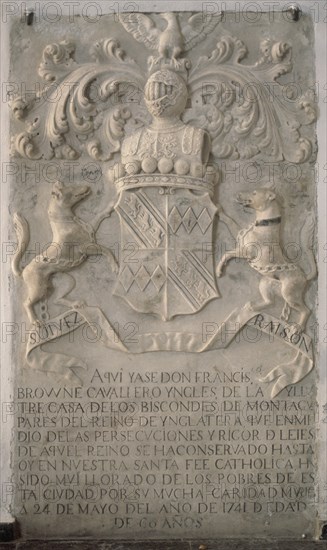 LAPIDA FUNERARIA DEL CABALLERO INGLÉS FRANCISCO BROWNE  1741
SANLUCAR DE BARRAMEDA, IGLESIA DEL