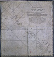 PLANO DEL OCEANO ASIATICO O MAR DEL SUR CON COSTAS ORIENTAL/OCCID DE PENINSULA CALIFORNIA
MADRID,