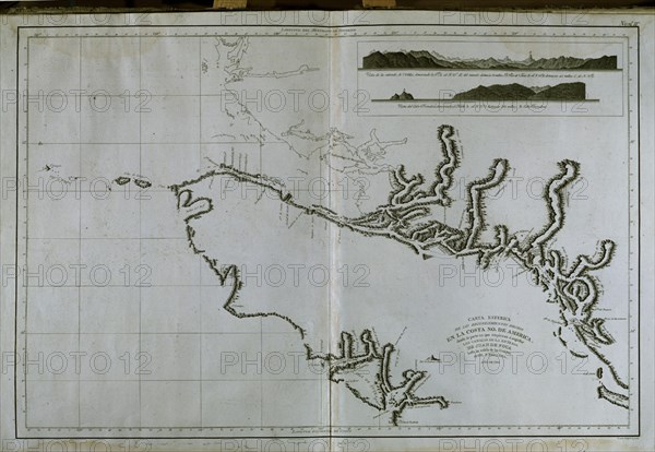 CARTA ESFERICA DE LOS RECONOCIMIENTOS HECHOS EN NOROESTE AMERICANO-CANALES 1795
MADRID, MUSEO