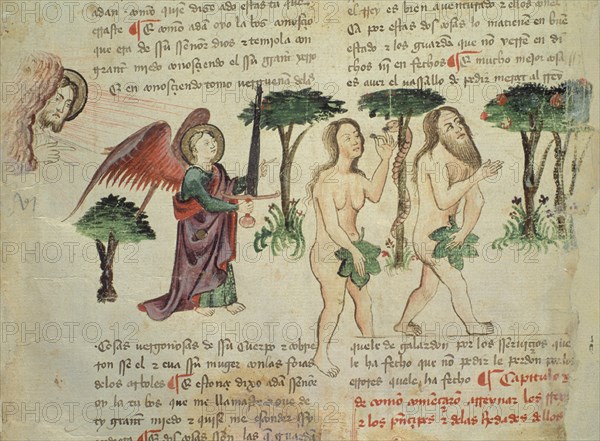 LIBRO CASTIGOS REY SANCHO IV CAST-FOL 16-SXV-"EXPULSION DEL PARAISO"
MADRID, BIBLIOTECA