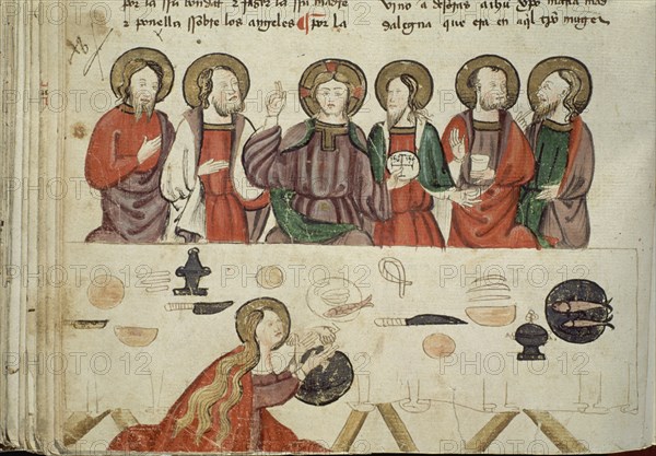 LIBRO CASTIGOS REY SANCHO IV CAST"MAGDALENA LAVA PIES A JESUS"FOL 51V
MADRID, BIBLIOTECA
