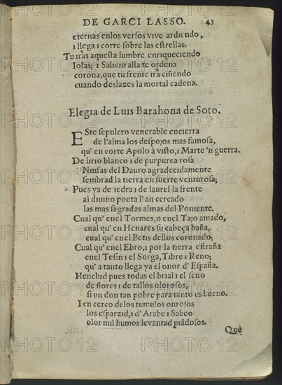 BARAHONA LUIS 1548/95
VIDA DE GARCILASO DE LA VEGA.ELOGIOS. ELEGIA A SU MUERTE
MADRID, BIBLIOTECA